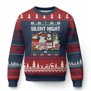 Silent Night Xmas Ugly Christmas Sweater Funny ICU Nurse Xmas TS14 Navy Red Print Your Wear