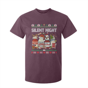 Silent Night Christmas T Shirt For Kid Funny ICU Nurse Xmas TS14 Maroon Print Your Wear