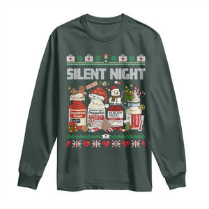 Silent Night Christmas Long Sleeve Shirt Funny ICU Nurse Xmas TS14 Dark Forest Green Print Your Wear