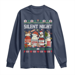 Silent Night Christmas Long Sleeve Shirt Funny ICU Nurse Xmas TS14 Navy Print Your Wear