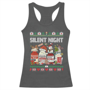 Silent Night Christmas Racerback Tank Top Funny ICU Nurse Xmas TS14 Dark Heather Print Your Wear
