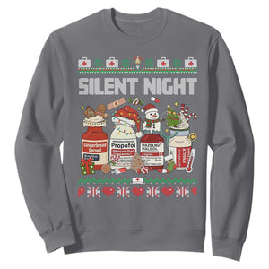 Silent Night Christmas Sweatshirt Funny ICU Nurse Xmas TS14 Charcoal Print Your Wear
