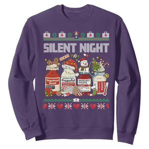 Silent Night Christmas Sweatshirt Funny ICU Nurse Xmas TS14 Purple Print Your Wear