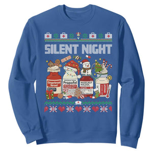 Silent Night Christmas Sweatshirt Funny ICU Nurse Xmas TS14 Royal Blue Print Your Wear