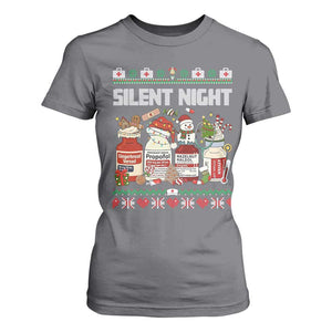 Silent Night Christmas T Shirt For Women Funny ICU Nurse Xmas TS14 Charcoal Print Your Wear