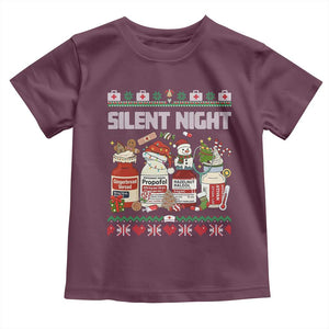 Silent Night Christmas Toddler T Shirt Funny ICU Nurse Xmas TS14 Maroon Print Your Wear