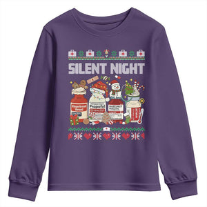 Silent Night Christmas Youth Sweatshirt Funny ICU Nurse Xmas TS14 Purple Print Your Wear