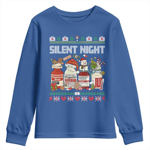 Silent Night Christmas Youth Sweatshirt Funny ICU Nurse Xmas TS14 Royal Blue Print Your Wear
