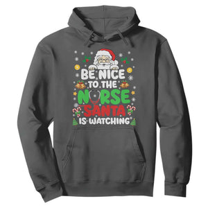 Christmas Nurse Hoodie Be Nice To The Nurse Santa Is Watching TS14 Dark Heather Print Your Wear
