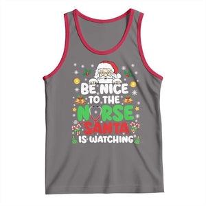 Christmas Nurse Tank Top Be Nice To The Nurse Santa Is Watching TS14 Deep Heather Red Print Your Wear