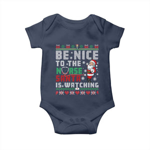 Funny Nurse Christmas Baby Onesie Be Nice To The Nurse Santa Is Watching TS14 Navy Print Your Wear