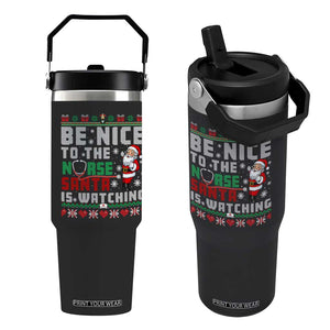 Funny Nurse Christmas Flip Straw Tumbler Be Nice To The Nurse Santa Is Watching TS14 One Size: 30 oz Black Print Your Wear
