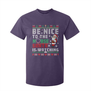Funny Nurse Christmas T Shirt For Kid Be Nice To The Nurse Santa Is Watching TS14 Purple Print Your Wear