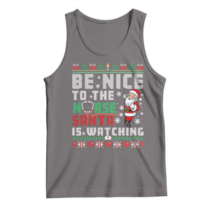 Funny Nurse Christmas Tank Top Be Nice To The Nurse Santa Is Watching TS14 Deep Heather Print Your Wear
