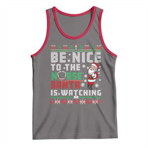 Funny Nurse Christmas Tank Top Be Nice To The Nurse Santa Is Watching TS14 Deep Heather Red Print Your Wear