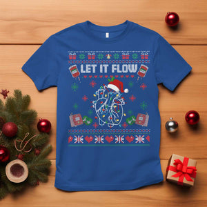 Let It Flow Christmas T Shirt Anatomy Heart Cardiac Nurse Santa Xmas TS14 Royal Blue Print Your Wear