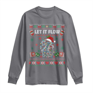 Let It Flow Christmas Long Sleeve Shirt Anatomy Heart Cardiac Nurse Santa Xmas TS14 Charcoal Print Your Wear