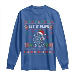 Let It Flow Christmas Long Sleeve Shirt Anatomy Heart Cardiac Nurse Santa Xmas TS14 Royal Blue Print Your Wear