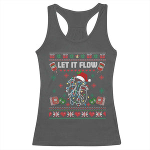 Let It Flow Christmas Racerback Tank Top Anatomy Heart Cardiac Nurse Santa Xmas TS14 Dark Heather Print Your Wear