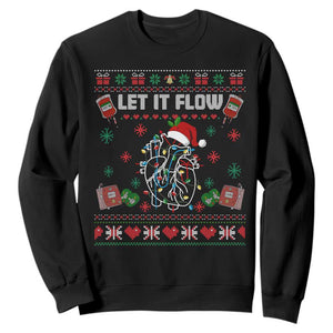 Let It Flow Christmas Sweatshirt Anatomy Heart Cardiac Nurse Santa Xmas TS14 Black Print Your Wear
