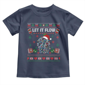 Let It Flow Christmas Toddler T Shirt Anatomy Heart Cardiac Nurse Santa Xmas TS14 Navy Print Your Wear