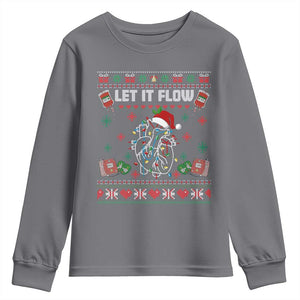 Let It Flow Christmas Youth Sweatshirt Anatomy Heart Cardiac Nurse Santa Xmas TS14 Charcoal Print Your Wear