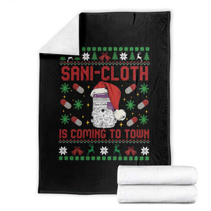 Sani-cloth Is Coming To Town Throw Blanket Funny Nurse Christmas TS14 Black Print Your Wear