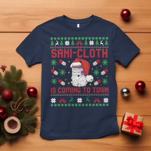 Sani-cloth Is Coming To Town T Shirt Funny Nurse Christmas TS14 Navy Print Your Wear