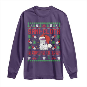 Sani-cloth Is Coming To Town Long Sleeve Shirt Funny Nurse Christmas TS14 Purple Print Your Wear