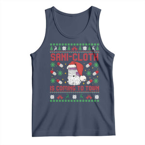 Sani-cloth Is Coming To Town Tank Top Funny Nurse Christmas TS14 Navy Print Your Wear