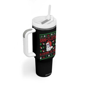 Sani-cloth Is Coming To Town Tumbler With Handle Funny Nurse Christmas TS14 Print Your Wear