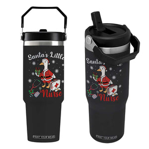 Christmas Goose Nurse Flip Straw Tumbler Santa Little Nurse TS14 One Size: 30 oz Black Print Your Wear