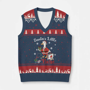Christmas Goose Nurse V-Neck Knit Sweater Vest Santa Little Nurse TS14 Navy Red Print Your Wear