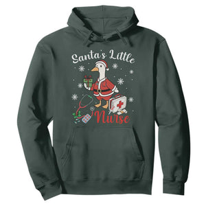 Christmas Goose Nurse Hoodie Santa Little Nurse TS14 Dark Forest Green Print Your Wear