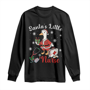 Christmas Goose Nurse Long Sleeve Shirt Santa Little Nurse TS14 Black Print Your Wear