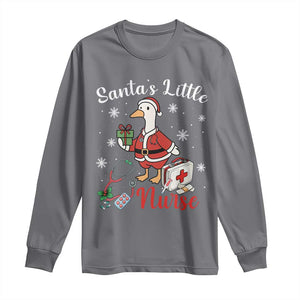 Christmas Goose Nurse Long Sleeve Shirt Santa Little Nurse TS14 Charcoal Print Your Wear