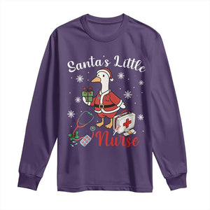 Christmas Goose Nurse Long Sleeve Shirt Santa Little Nurse TS14 Purple Print Your Wear