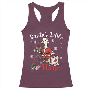Christmas Goose Nurse Racerback Tank Top Santa Little Nurse - Print Your Wear