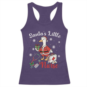 Christmas Goose Nurse Racerback Tank Top Santa Little Nurse - Print Your Wear