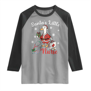 Christmas Goose Nurse Raglan Shirt Santa Little Nurse TS14 Sport Gray Black Print Your Wear