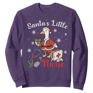 Christmas Goose Nurse Sweatshirt Santa Little Nurse TS14 Purple Print Your Wear