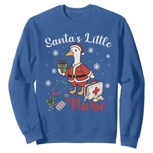 Christmas Goose Nurse Sweatshirt Santa Little Nurse TS14 Royal Blue Print Your Wear