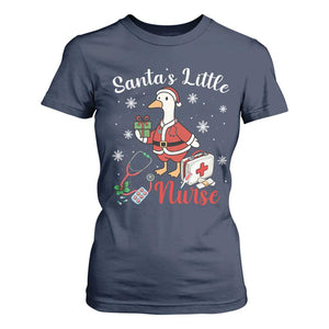 Christmas Goose Nurse T Shirt For Women Santa Little Nurse TS14 Navy Print Your Wear