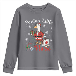 Christmas Goose Nurse Youth Sweatshirt Santa Little Nurse TS14 Charcoal Print Your Wear