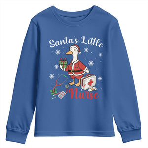 Christmas Goose Nurse Youth Sweatshirt Santa Little Nurse TS14 Royal Blue Print Your Wear