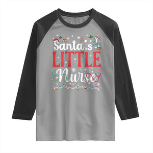 Funny Nurse Christmas Raglan Shirt Santa Little Nurse TS14 Sport Gray Black Print Your Wear
