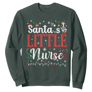 Funny Nurse Christmas Sweatshirt Santa Little Nurse TS14 Dark Forest Green Print Your Wear