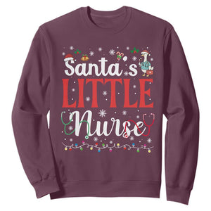 Funny Nurse Christmas Sweatshirt Santa Little Nurse TS14 Maroon Print Your Wear