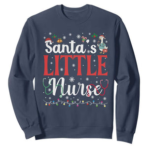 Funny Nurse Christmas Sweatshirt Santa Little Nurse TS14 Navy Print Your Wear