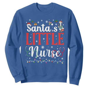 Funny Nurse Christmas Sweatshirt Santa Little Nurse TS14 Royal Blue Print Your Wear